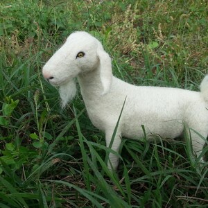 Needle felted Goat soft sculpture, white goat, pure wool goat image 5