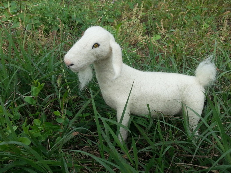 Needle felted Goat soft sculpture, white goat, pure wool goat image 5