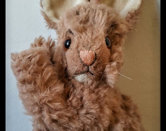 Vintage Steiff bunny, German Steiff Cosy Mummy rabbit, vintage stuffed Easter bunny, brown glass eyes, Dralon plush bunny rabbit by Stieff