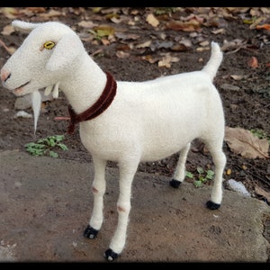 Needle felted Goat soft sculpture, white goat, pure wool goat image 3