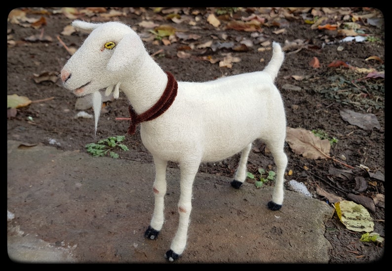 Needle felted Goat soft sculpture, white goat, pure wool goat image 3