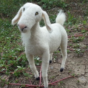 Needle felted Goat soft sculpture, white goat, pure wool goat image 4