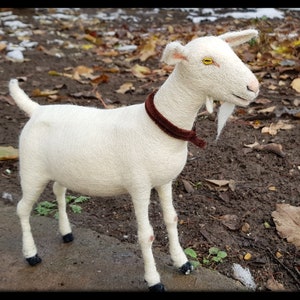 Needle felted Goat soft sculpture, white goat, pure wool goat image 1