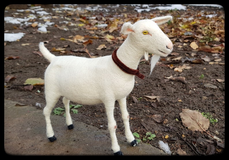 Needle felted Goat soft sculpture, white goat, pure wool goat image 1