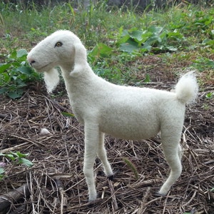 Needle felted Goat soft sculpture, white goat, pure wool goat image 8