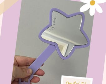 DIGITAL FILE- Star-Shaped Hand Mirror Laser Cut File | Engraved Acrylic Mirror SVG | Customizable Mirror| Laser Ready Digital Download