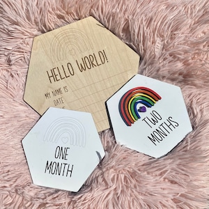 ARCHIVO DIGITAL: accesorio fotográfico mensual Rainbow Baby, probado con Glowforge, archivo láser, archivo de hitos, baby shower