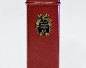 Vintage Trial Size Mavis Talcum Tin Container | V.VIVAUDOU Inc. | Art Nouveau