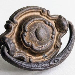 Antique Stamped Drawer Pull: Single Post Replacement with Screw & Nail