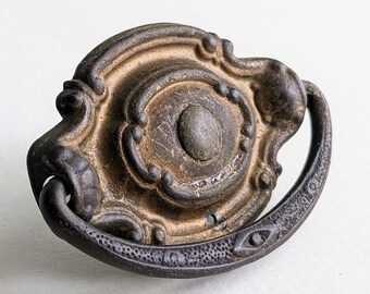 Antique Stamped Drawer Pull: Single Post Replacement with Screw & Nail
