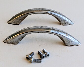 Vintage Chrome Kitchen Cabinet Pulls - 2 3/4&quot; Centers - Matching Pair