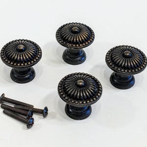 Bronze Cabinet Knobs Set: Ornate Cupboard Drawer Pulls