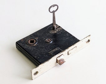 Antique Mortise Door DeadBolt Lock with Matching Skeleton Key
