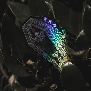 Gothic Vampire Coffin Holographic Vinyl Bookish Sticker