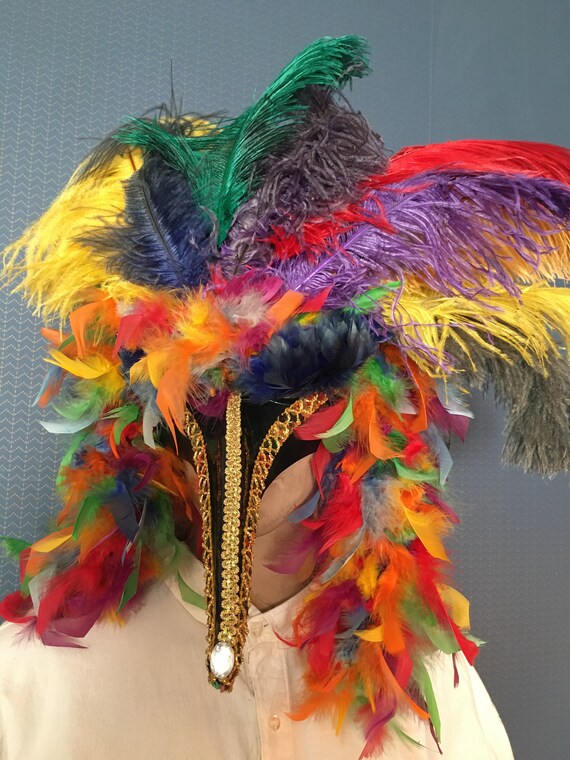 Mardi Gras Deluxe feather masquerade mask