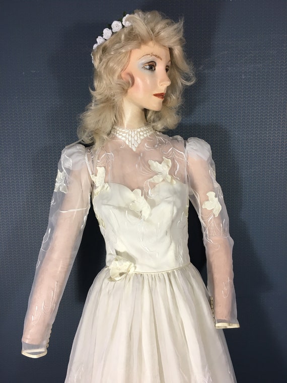Wedding Bridal gown Vintage 1970's "Sheer and Love