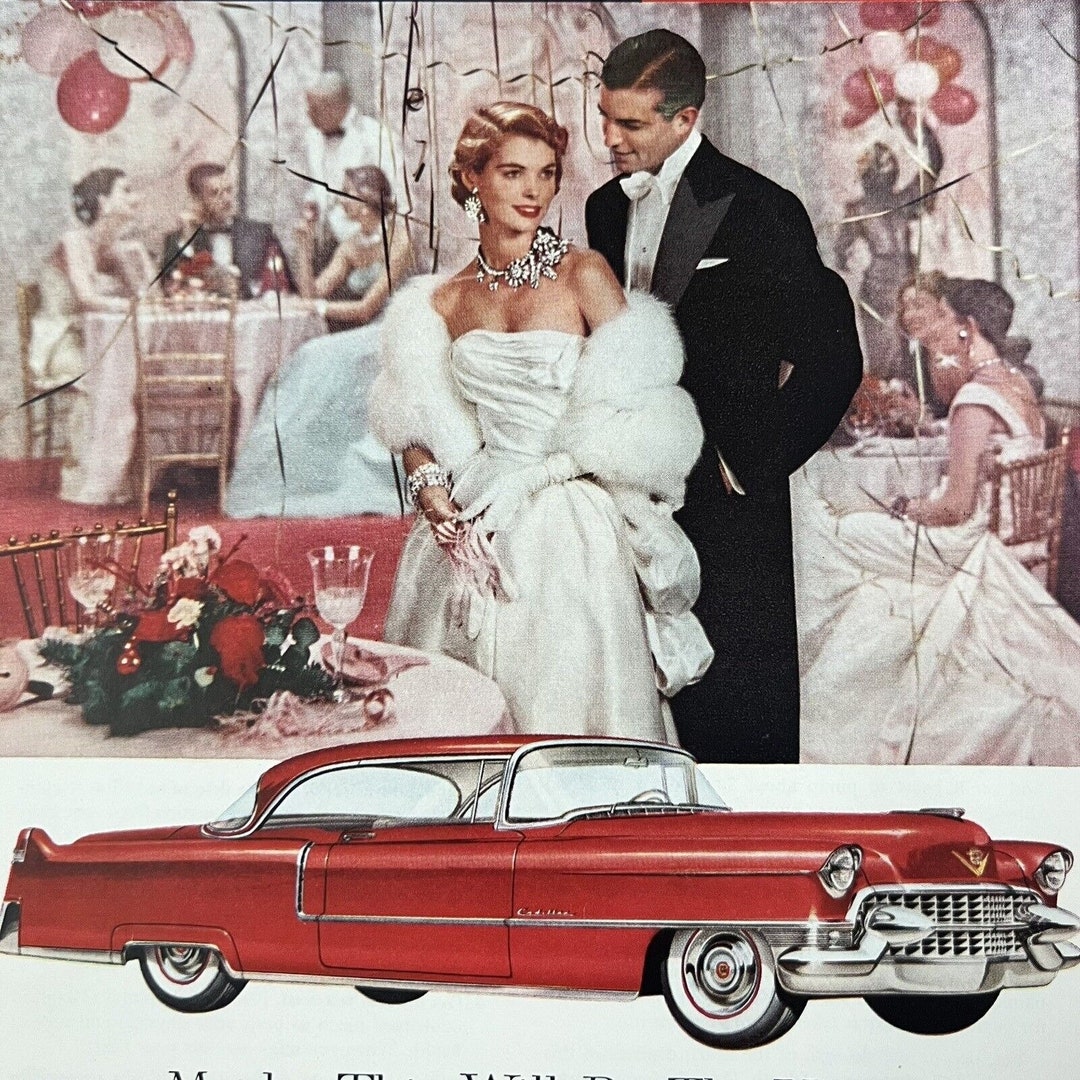 A 1955 Cadillac Christmas Ad - Vintage Advertising Print