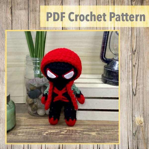 Crochet Pattern - Spider-Man Miles Morales (inspired) - The Artisan’s Nook ‘Bits’
