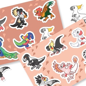 Scree! Vinyl Sticker Sheet Set - modern plumage microraptors