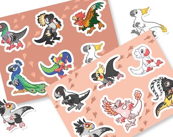 Scree! Vinyl Sticker Sheet Set - modern plumage microraptors