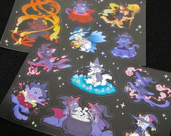 Witchy Kitties Holo Vinyl Sticker Set