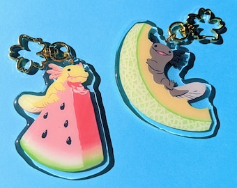 Fruity Melon Snaxolotl Axolotl Acrylic Keychains