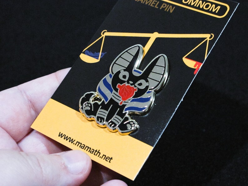 ANUBIS Jackal ENAMEL PIN. Anpu Ancient Egyptian Mythology Lapel Pin. Tiny Pantheon Jackal god with anatomical heart. image 3