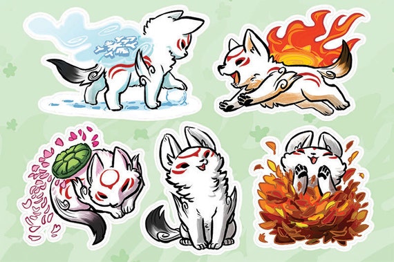 B-SIDE LABEL /× Okami Amaterasu Vinyl Sticker Ukiyoe Capcom