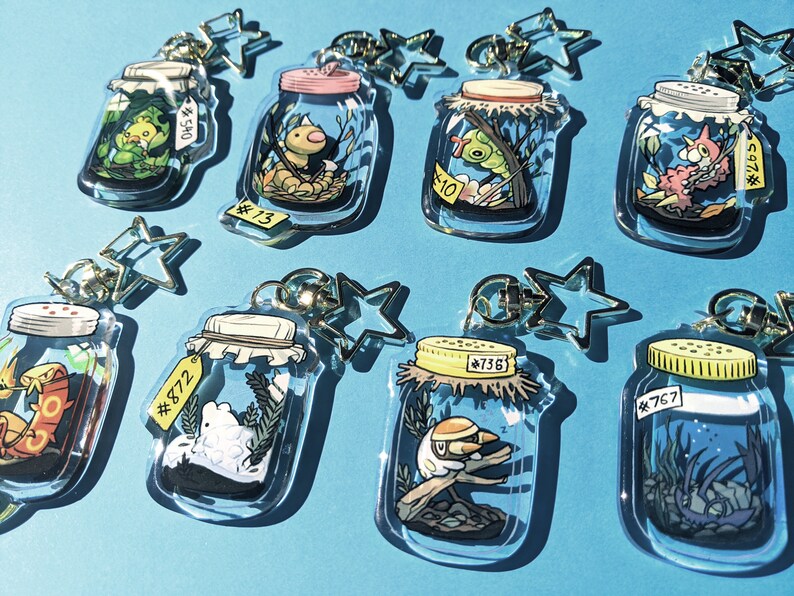 POKEBUGS Acrylic Charms: Wurmple, Sewaddle, Weedle, Caterpie, Wimpod, Snom, Grubbin, Sizzlepede 