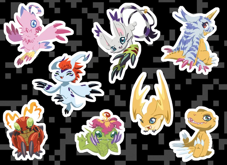 Digimon 28 verschiedene Sticker zum Sammeln Gatomon Agumon Patamon Gabumon Set 