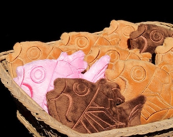 TAIYAKI MAGIKARP PLUSH Soft Toy. Fish Shaped Dessert Snack Food Plushie. Pokemon Fan Art Plush.