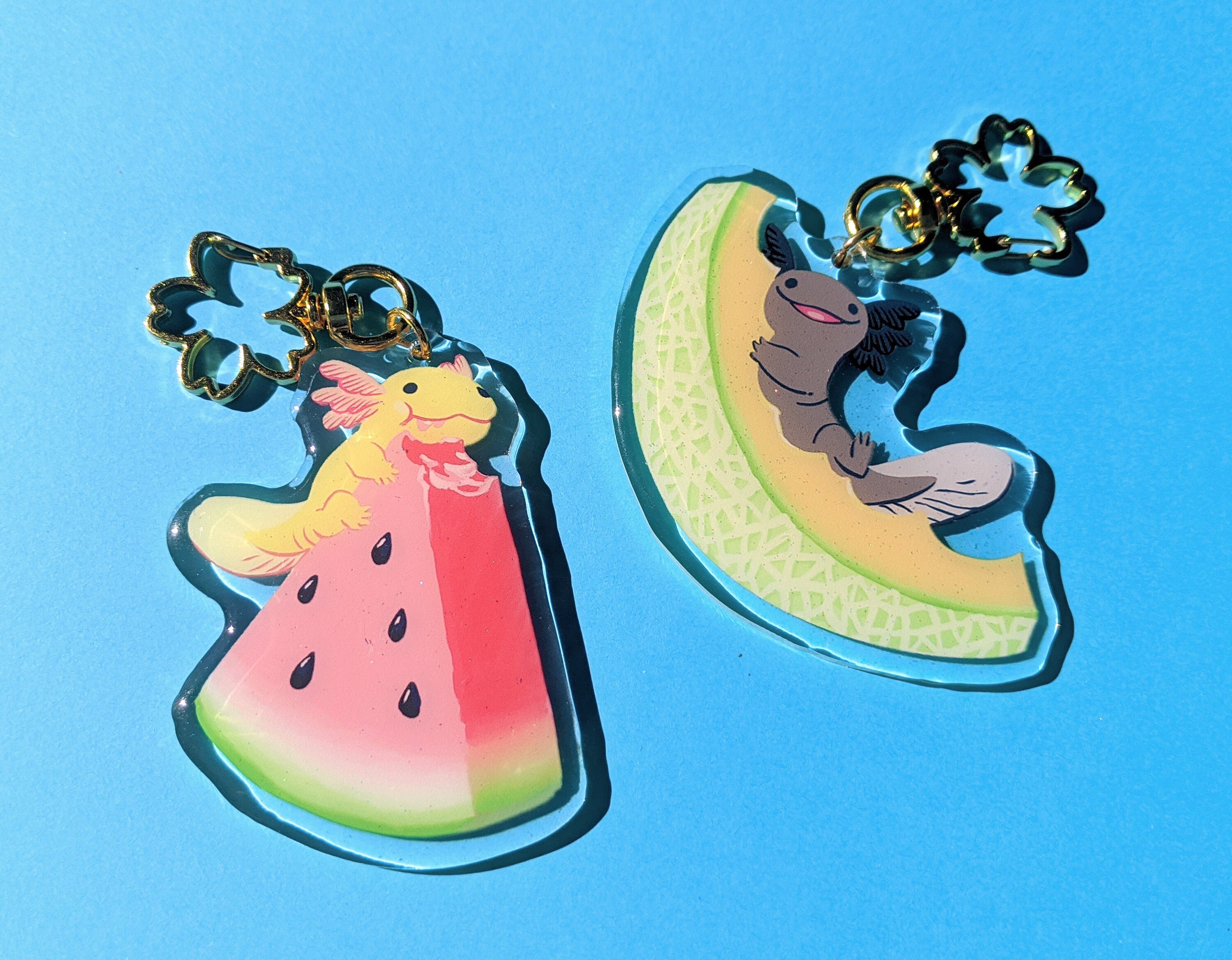 Fruity Melon Snaxolotl Axolotl Acrylic Keychains Etsy
