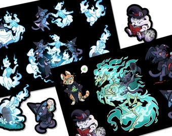 Witchy Kitties and Friends Vinyl Sticker Set