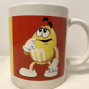 Tazza da caffè in ceramica vintage M&M's con caramelle Marte verde giallo blu rosso -