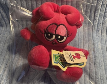 Peluche vintage nuevo con etiquetas de Star Got Kooties, rosa fucsia, peluche Smoochy - 2001