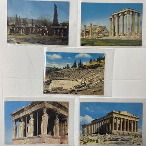 Lote de 5 postales antiguas de Atenas, Grecia, sin enviar por correo, tamaño 4 x 6, década de 1960