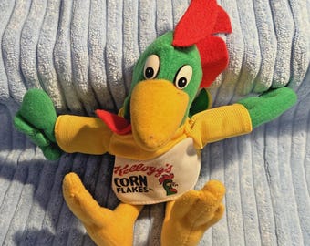Peluche vintage de Cornelius Rooster Cornflakes de Kellogg's (bolsita de frijoles) - 1997