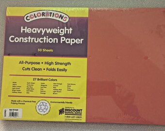 Papel de construcción grueso Colorations de 30,5 cm x 45,7 cm, 50 hojas - ROJO-NARANJA