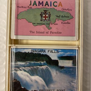Baraja de cartas vintage envuelta en plástico de las Cataratas del Niágara, Jamaica, década de 1970