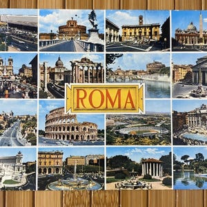 Carte postale vintage Roma Multiview, collage, non expédition, voyage tourisme Italie - 1972