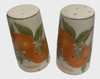 Vintage Florida Orange Ceramic Salt Pepper Shakers Japan - 1970's