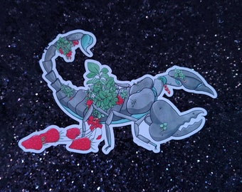 Parasite Sticker- scorpion strawberry vinyl kiss cut sticker water resistant