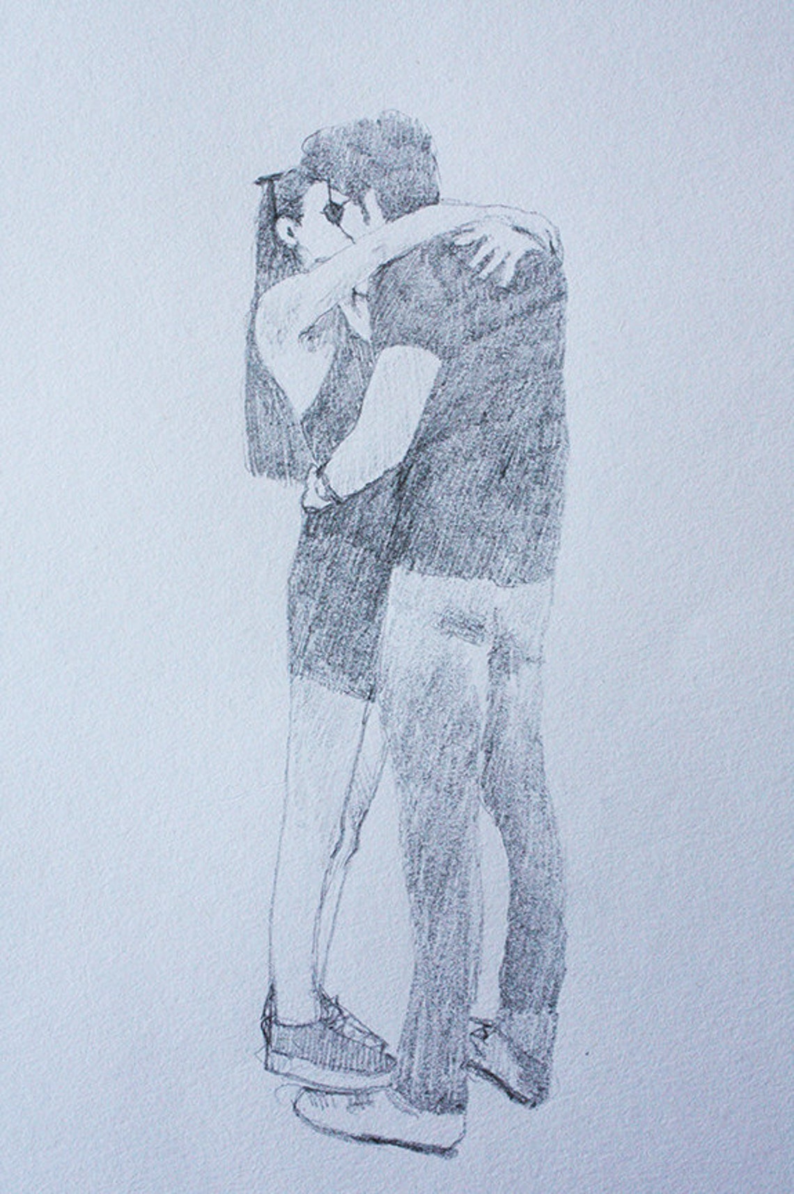 Lovers original pencil drawing for the wall | Etsy