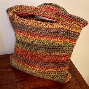 Hand Crochet Bag, Craft Bag, Tote Bag - Orange Mix