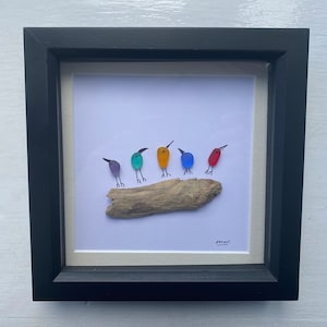 Sea Birds on Driftwood.  Sea Glass & Driftwood Art.  Handmade