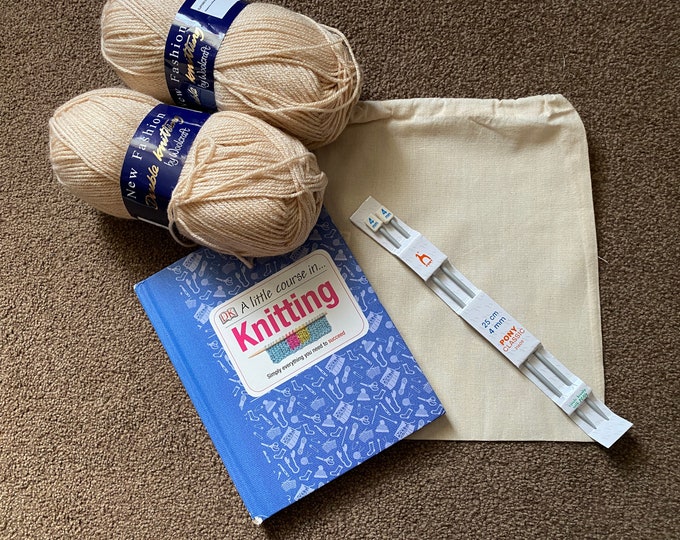 Un petit cours de KIT DE TRICOT Livre d'instructions Fil de laine Aiguilles à tricoter Projet de tricot Kit d'artisanat Kit pour débutants Cadeau pour les artisans