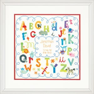Dimensions Birth Record - Alphabet - 14 Count Cross Stitch Kit