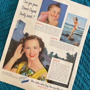 Vintage Beauty Advertisement | IVORY SOAP | 1940s | Gift Ideas | Home Decor | Midcentury | Bathroom Decor | Retro Ads