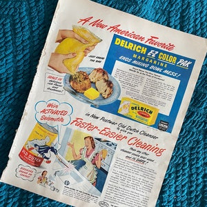 Vintage Food / Cleaning Advertisement | DELRICH and OLD DUTCH | 1940s | Gift Ideas | Home Decor | Midcentury | Kitchen Decor | Retro Ads
