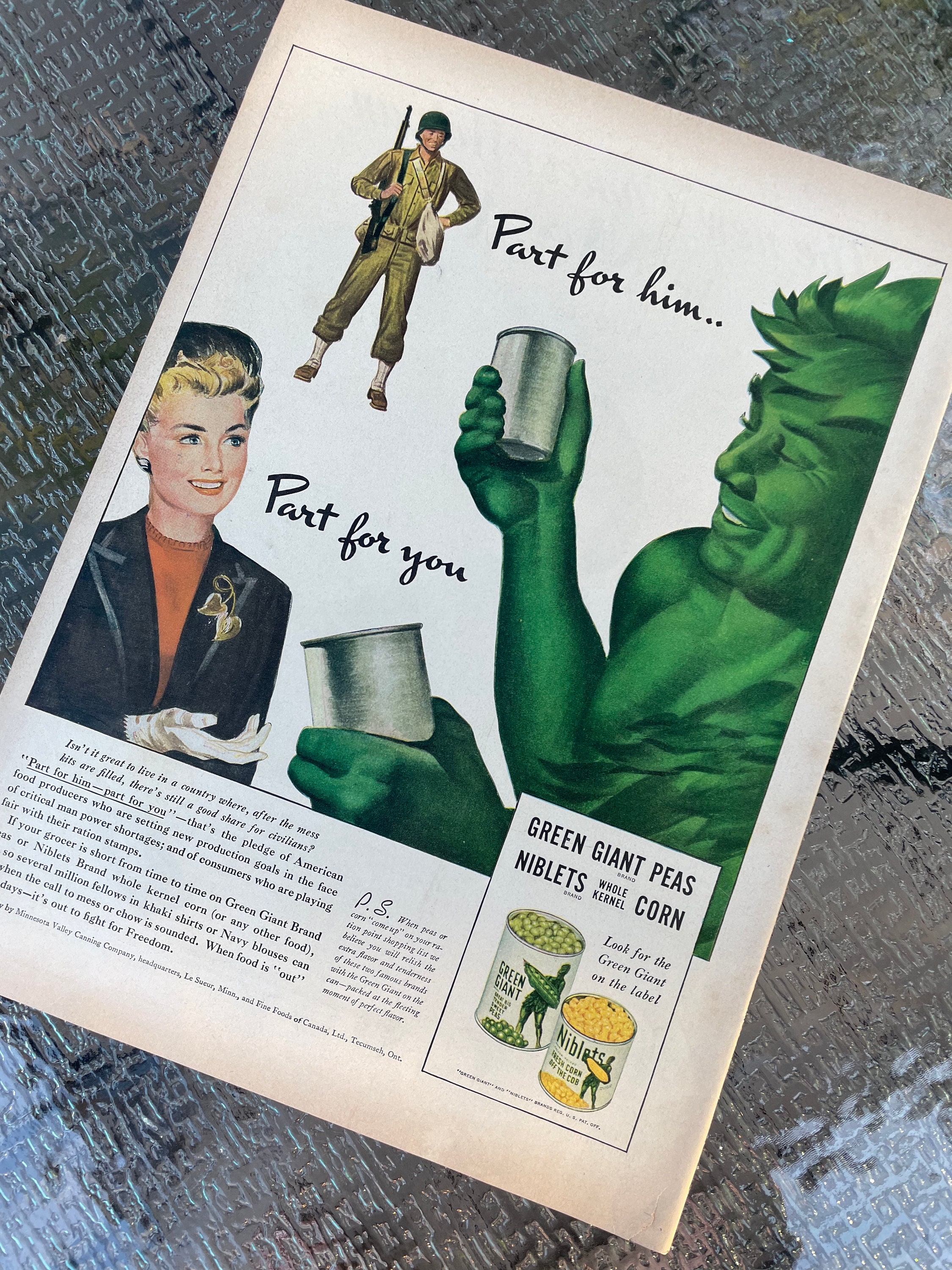Vintage WWII Advertisement GREEN GIANT 1940s Vintage - Etsy
